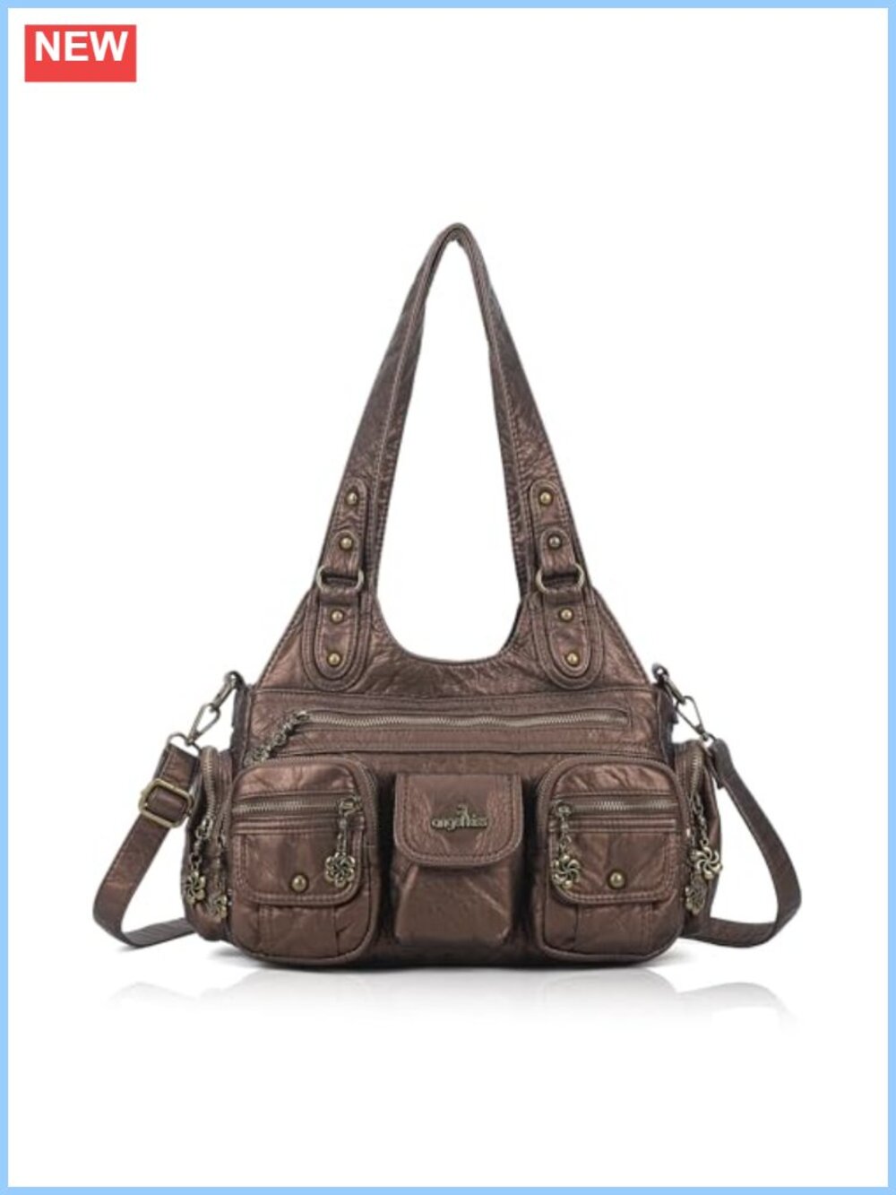 Vegan Leather Hobo Bag Shoulder Purse Multi Pocket Vintage Crossbody Y2K